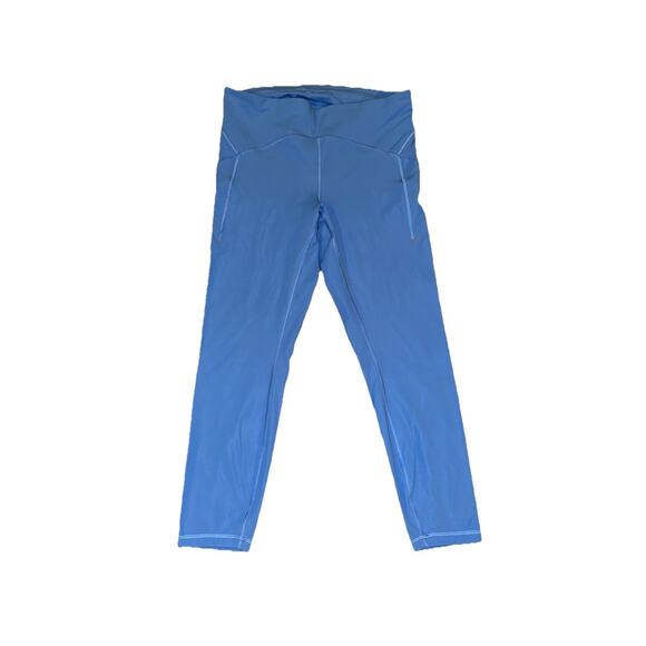 Lululemon Size 12 High Rise Pool Blue Leggings W/ Pockets Very Gently Worn - Picture 1 of 6